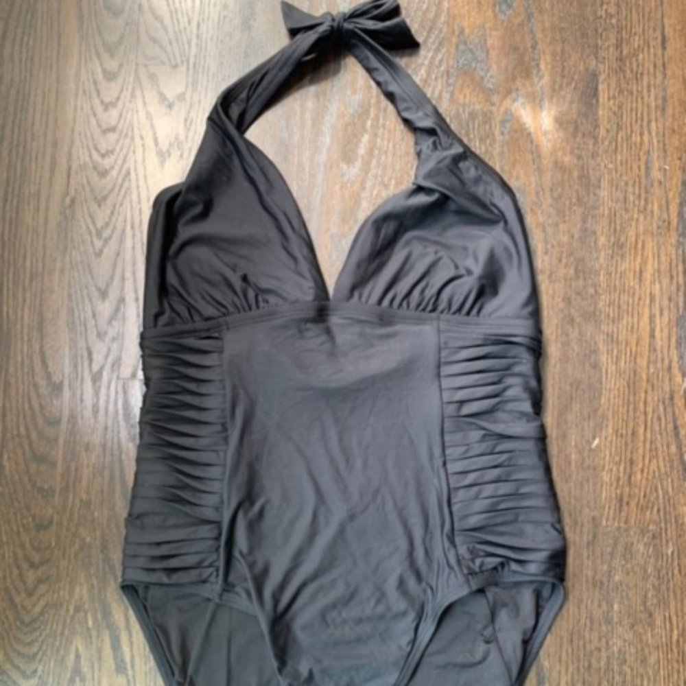 Calvin Klein Black Halter One-piece Bathingsuit